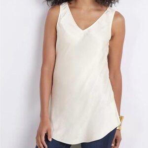 Soft Surroundings Illampu Tunic Tank Women's Cream V-Neck Sleeveless Top